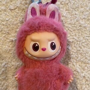 Labubu! Pink Fuzzy Bunny Monster Labubu Figure by Popmart - Kids Toy. Used.